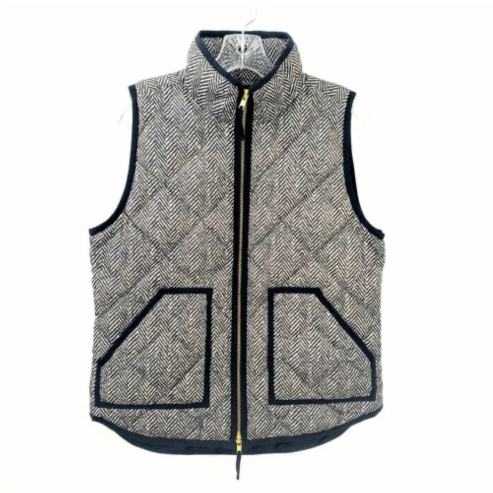 J. Crew | Women's black herringbone quilted puffer vest